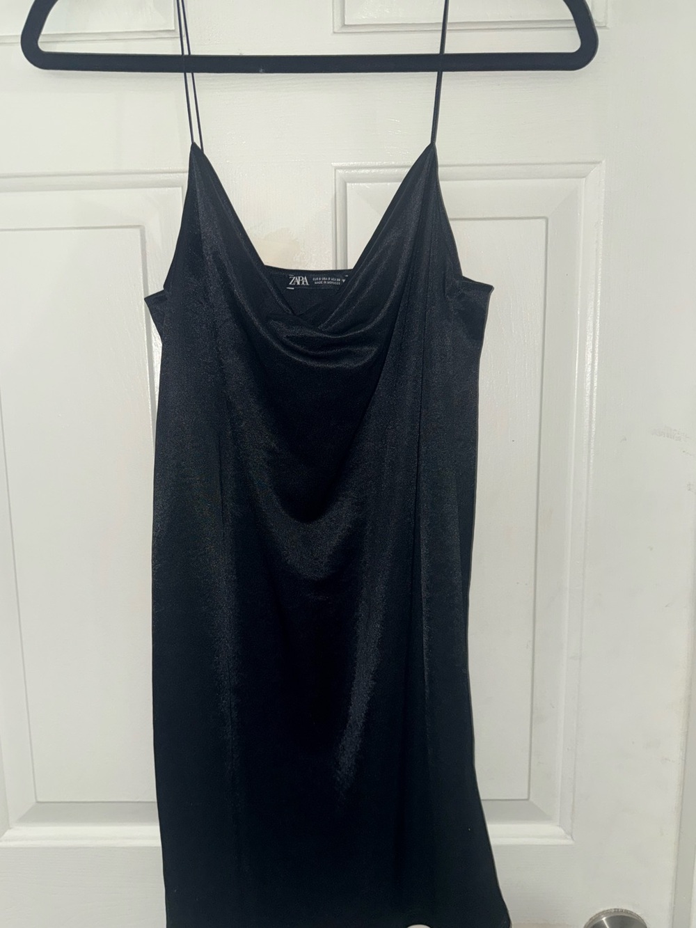 Zara Black Satin Slip with Spaghetti Straps